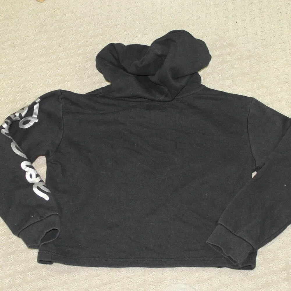 Converse Chuck Taylor All Star Size YL Black Silver Cropped Long Sleeve Hoodie